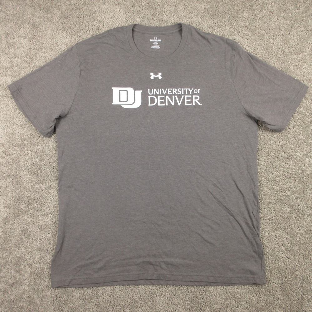 Denver Pioneers Shirt Mens 2XL Gray Under Armour Activewear NCAA University EUC